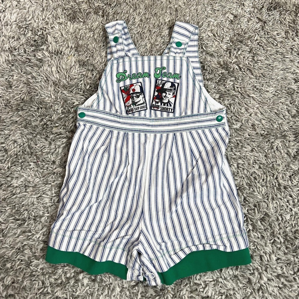 Vintage Baby Togs Dream Team Skip Jones Shorty Baseball Striped Toddler Romper